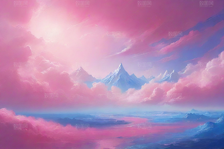 蓝天白云下的自然景观