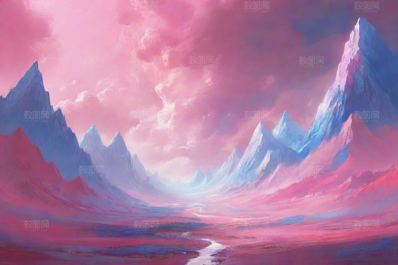 多山地平线的湖泊风景