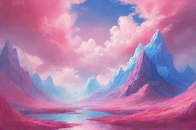 多山地平线的湖泊风景