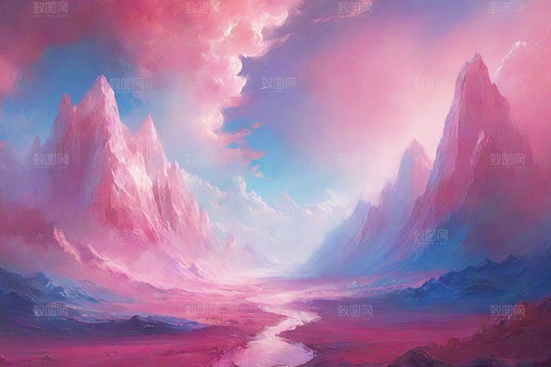 多山地平线的湖泊风景