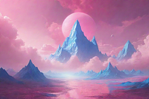 粉色云朵的户外景观