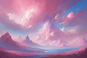粉色云彩的山蜂风景