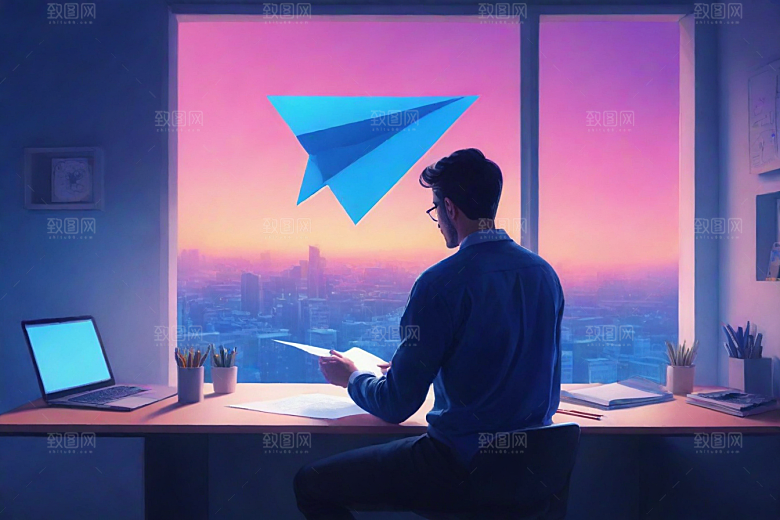 插画风格的窗外景观
