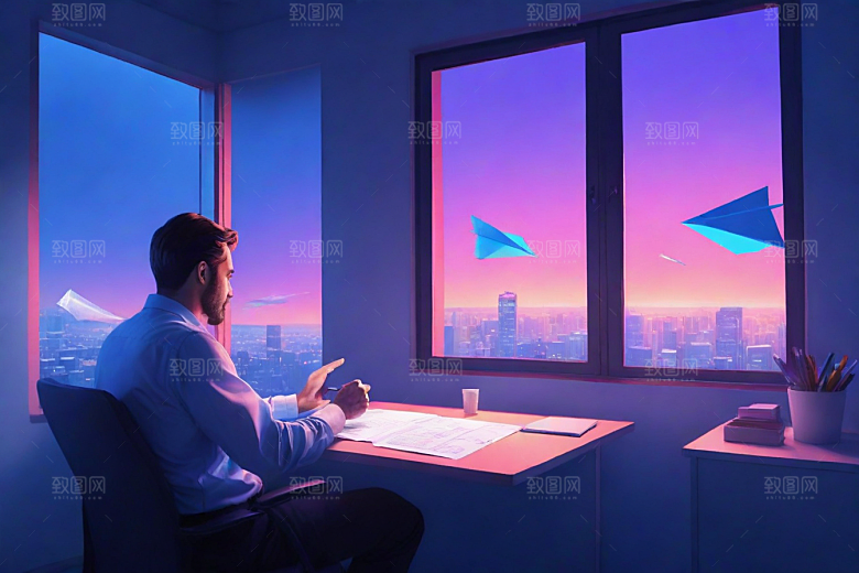 插画风格的窗外景观