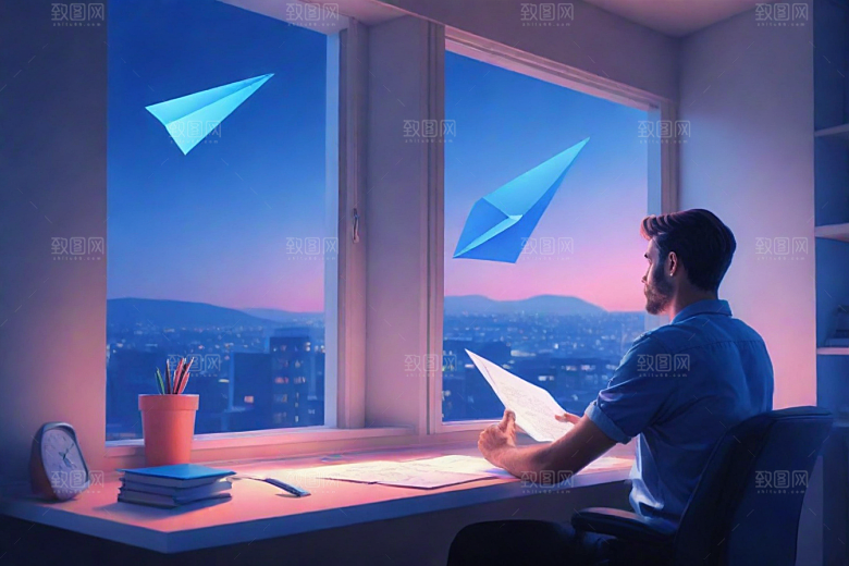 插画风格的窗外景观