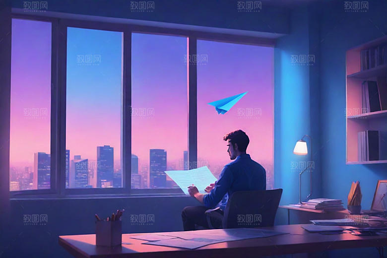 插画风格的窗外景观