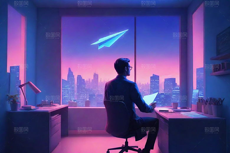 插画风格的窗外景观