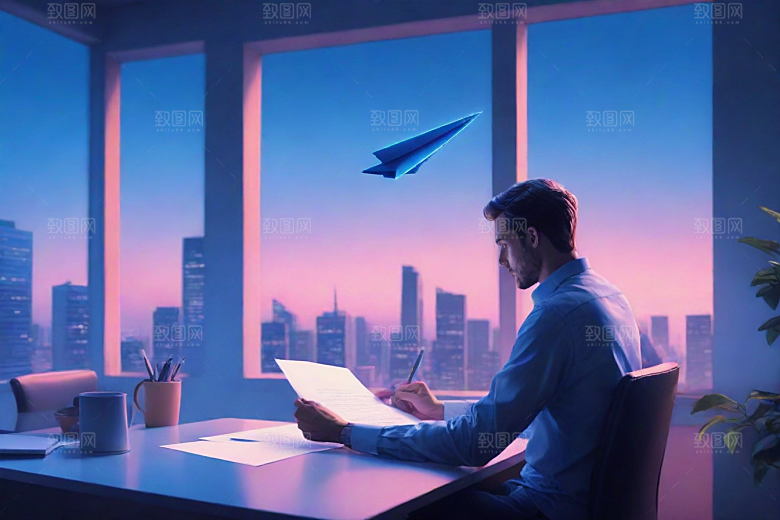 插画风格的窗外景观