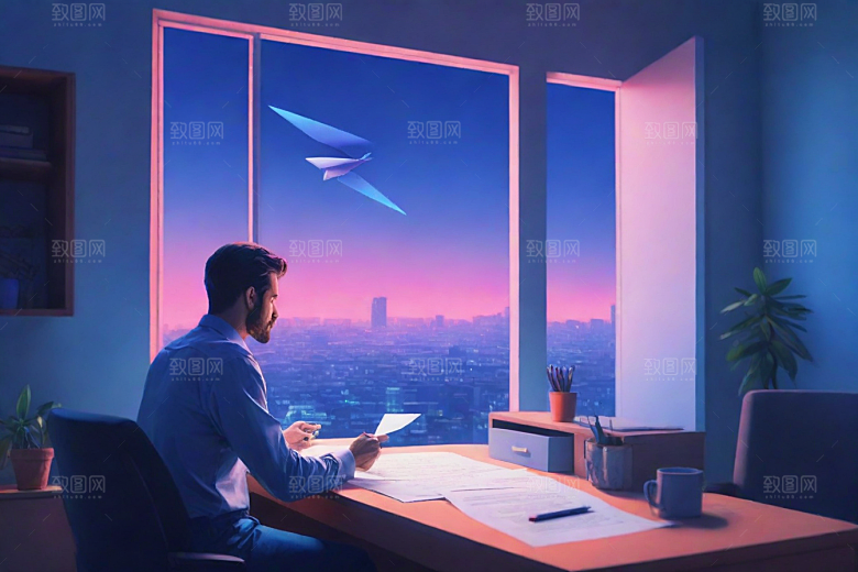 霓虹灯下插画风格