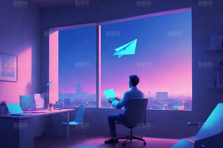 霓虹灯下插画风格