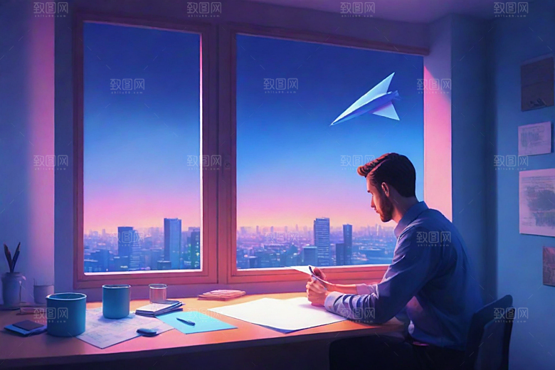 窗外视角蓝色调色板