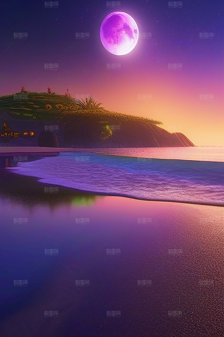 哑光绘画中的浪漫之夜
