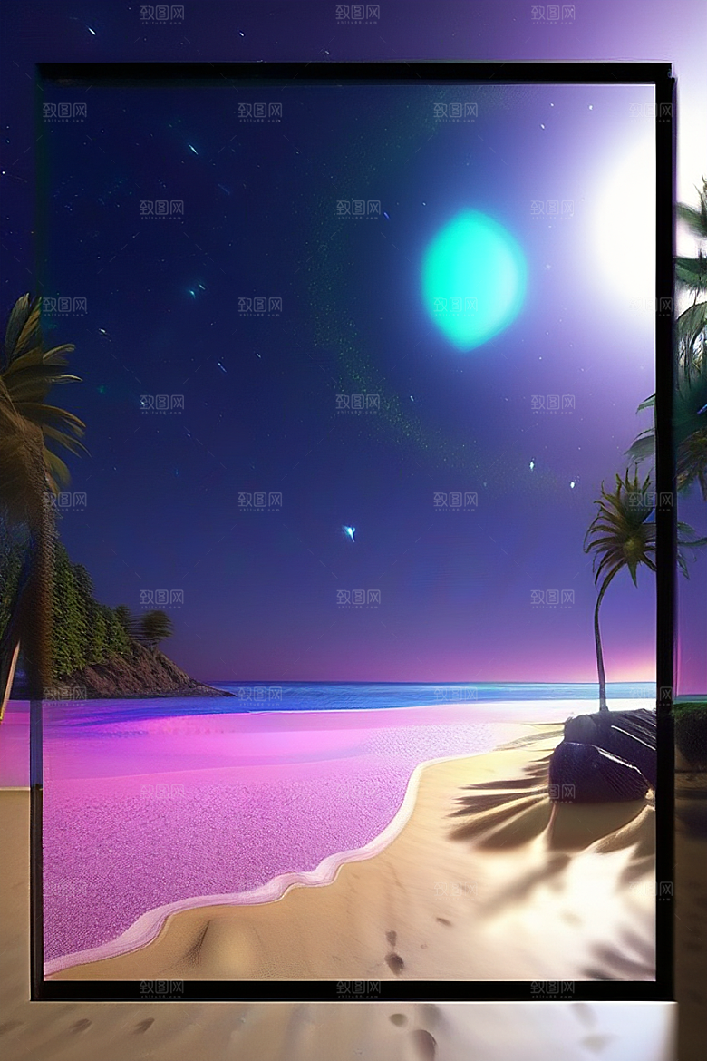 哑光绘画中的浪漫之夜