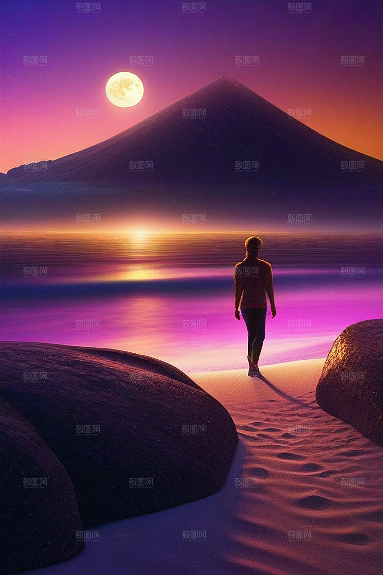 哑光绘画中的浪漫之夜