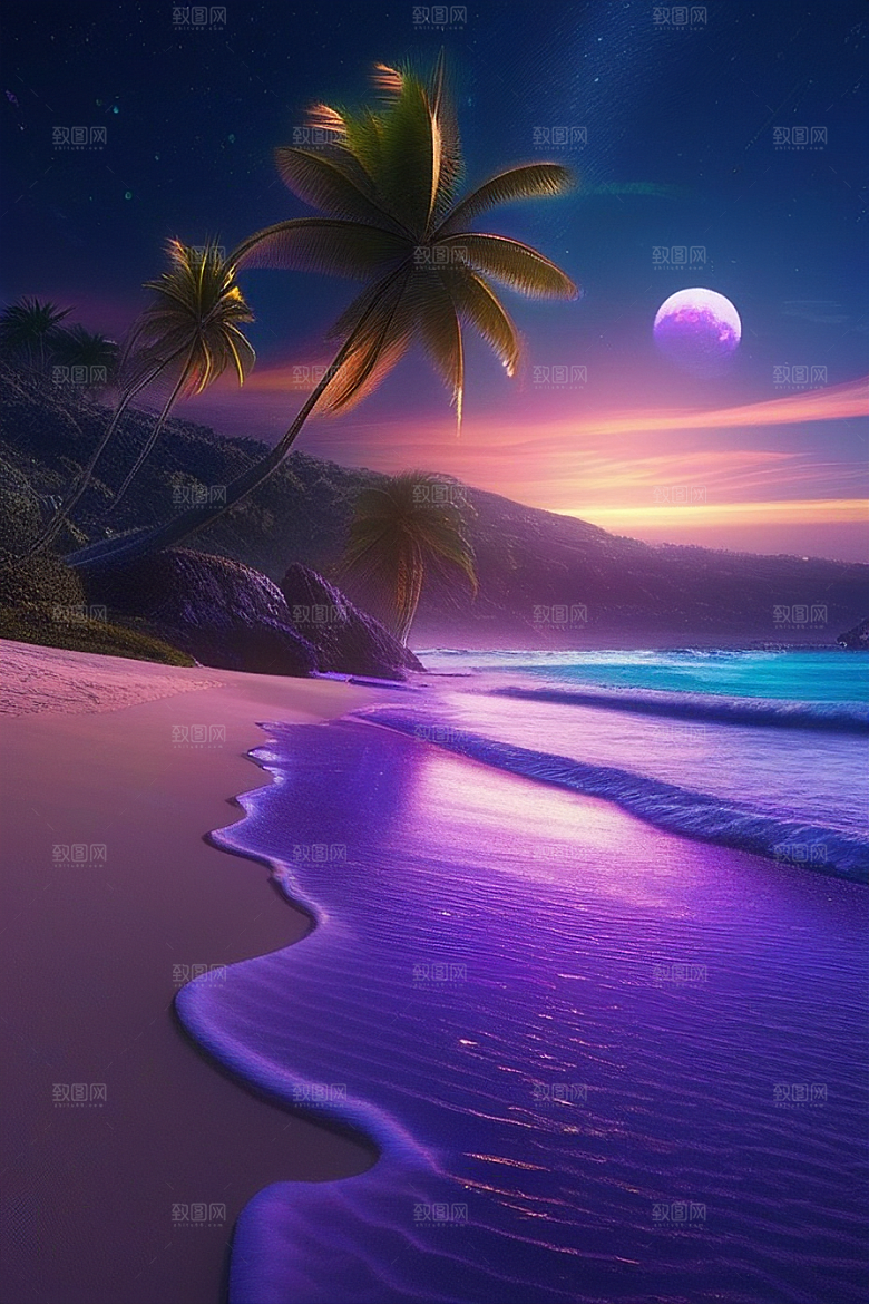 哑光绘画中的浪漫之夜