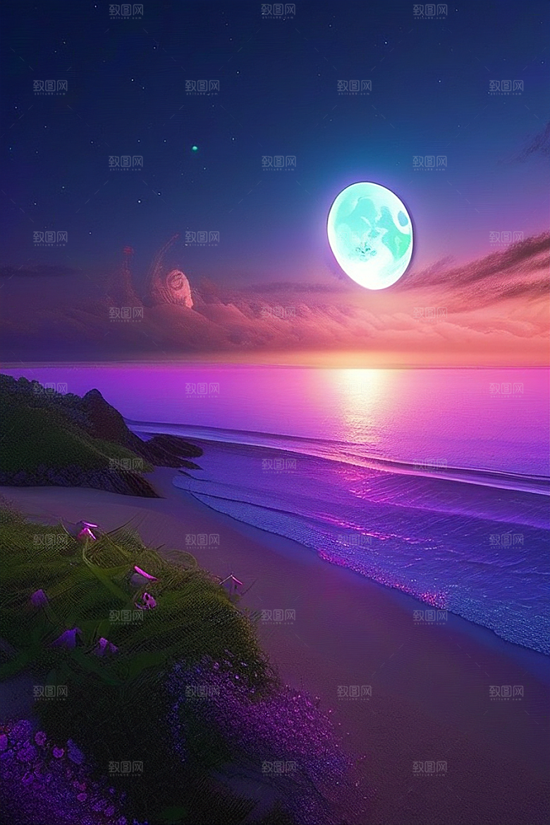 哑光绘画中的浪漫之夜