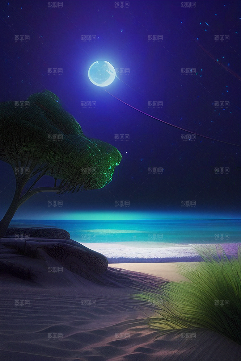 哑光绘画中的浪漫之夜