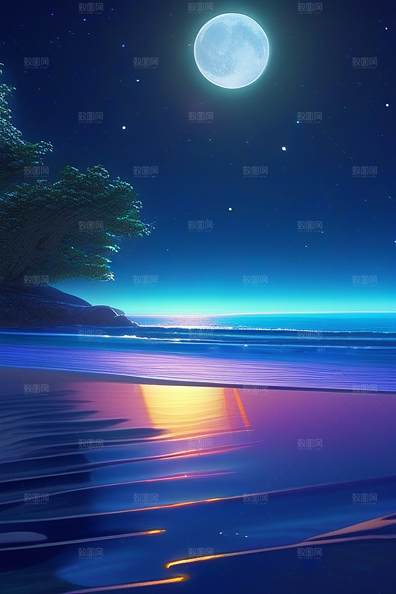 哑光绘画中的浪漫之夜