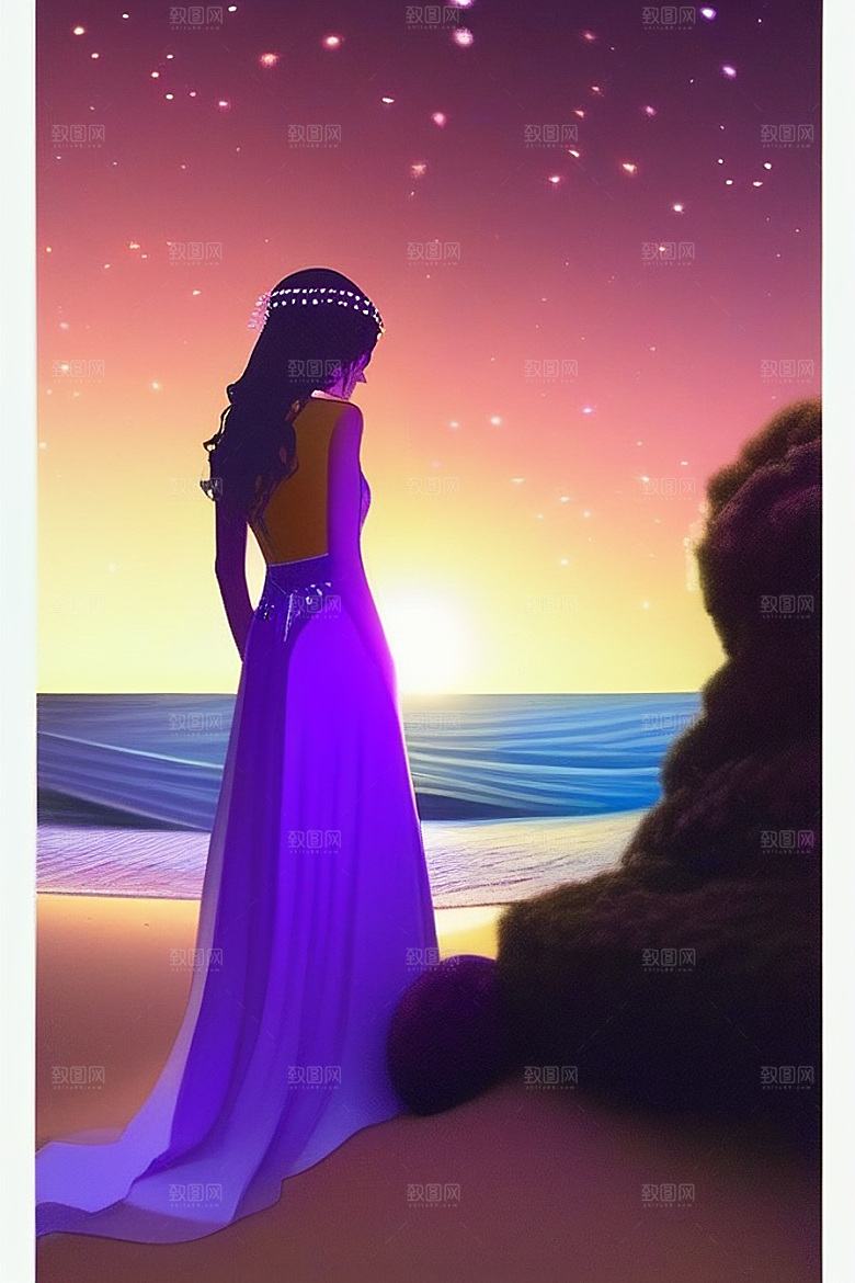 哑光绘画中的浪漫之夜