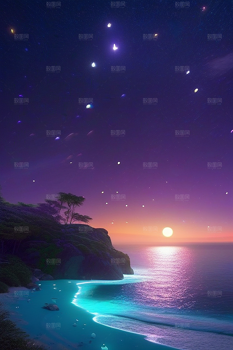 哑光绘画中的浪漫之夜