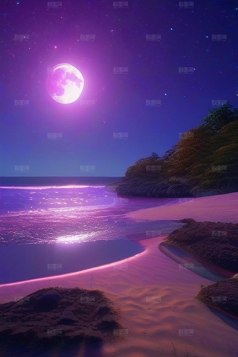 哑光绘画中的浪漫之夜