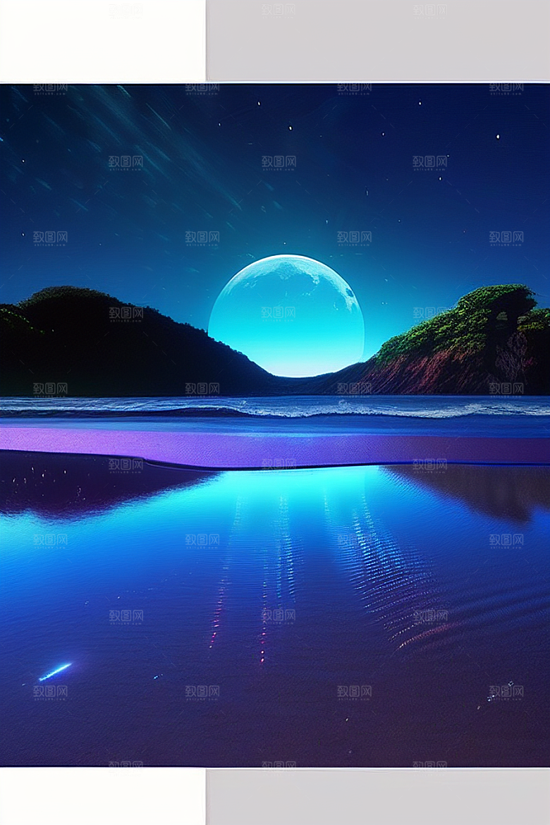 星光璀璨的夜空与浪漫之海