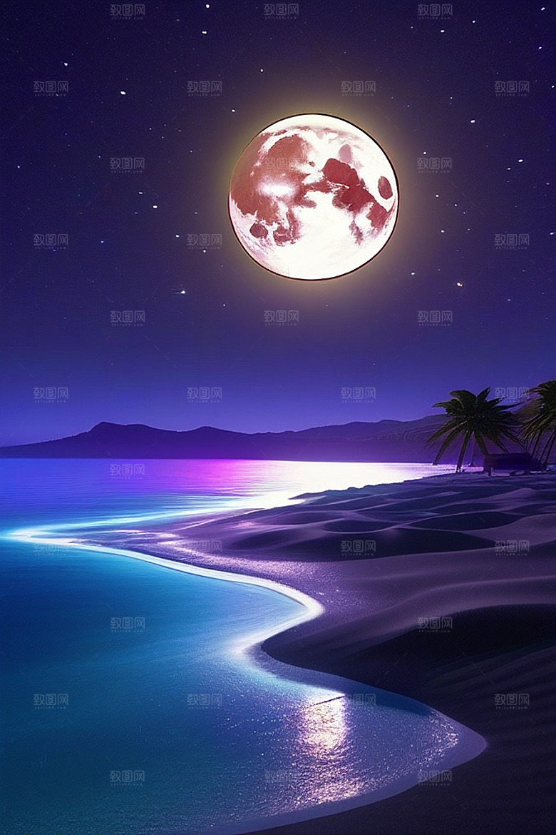 星光璀璨的夜空与浪漫之海