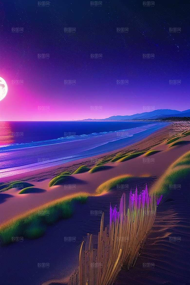 星光璀璨的夜空与浪漫之海