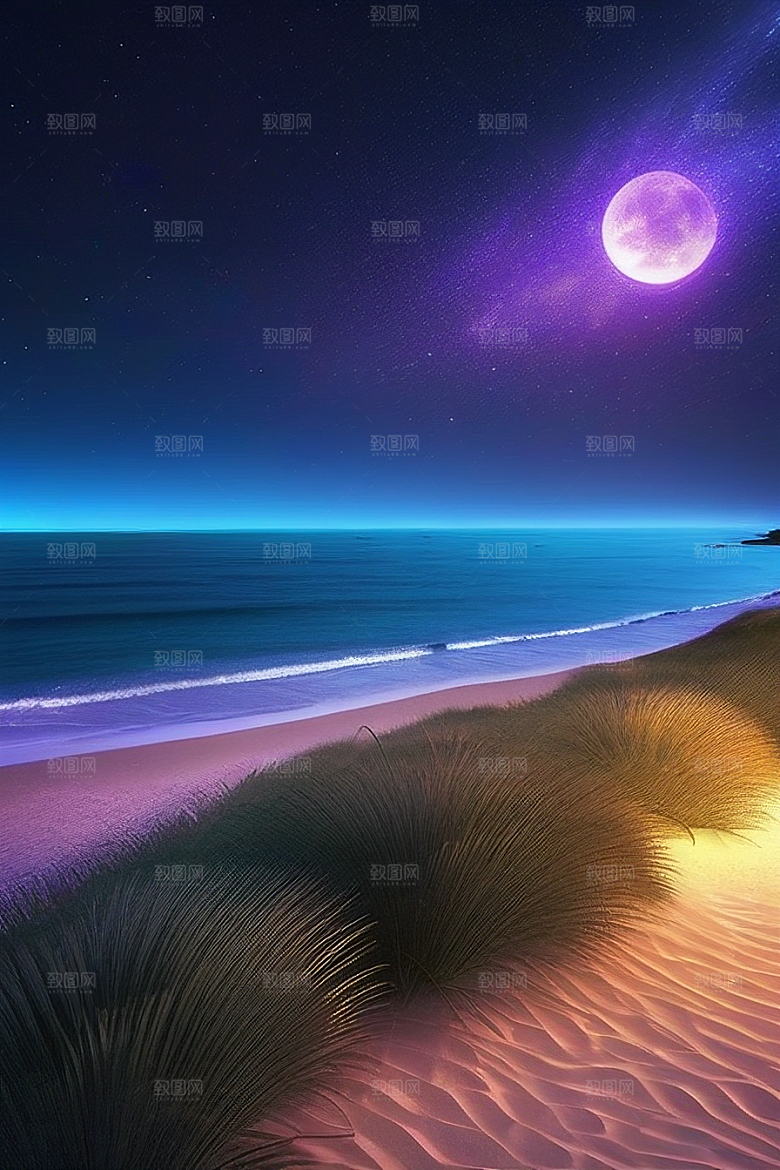 星光璀璨的夜空与浪漫之海