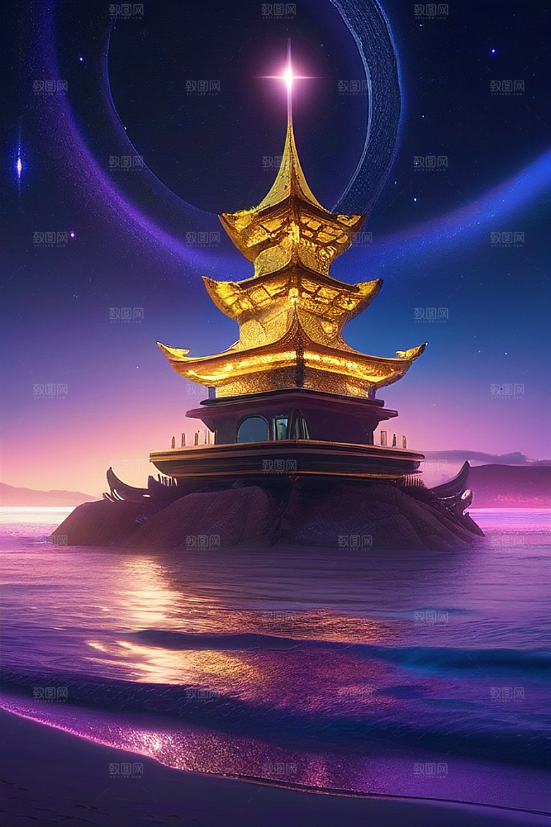 星光璀璨的夜空与浪漫之海