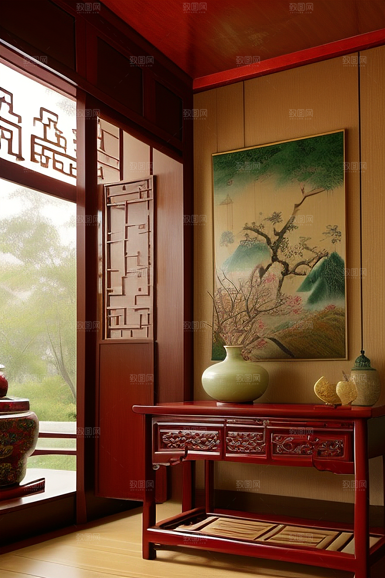 和谐共生中式客厅的自然之美