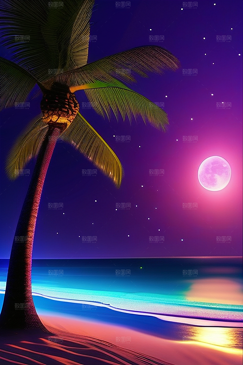 星光璀璨的夜空与浪漫之海