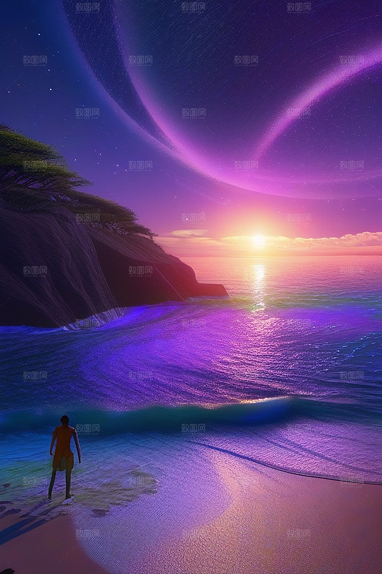 海洋中的荧光与绚丽星光