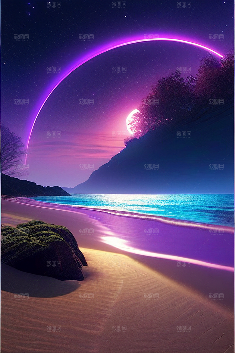 海洋中的荧光与绚丽星光