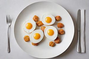 星期一早晨的超写实煎蛋早餐
