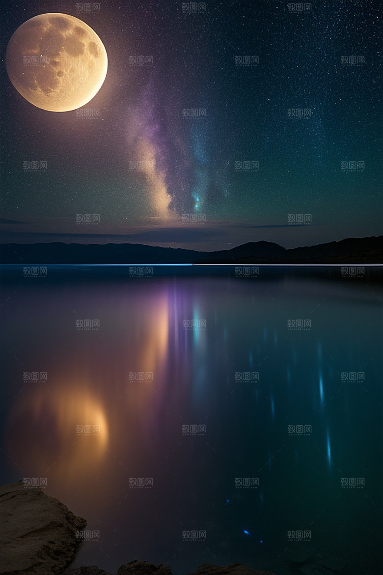 哑光绘画中的浪漫之夜