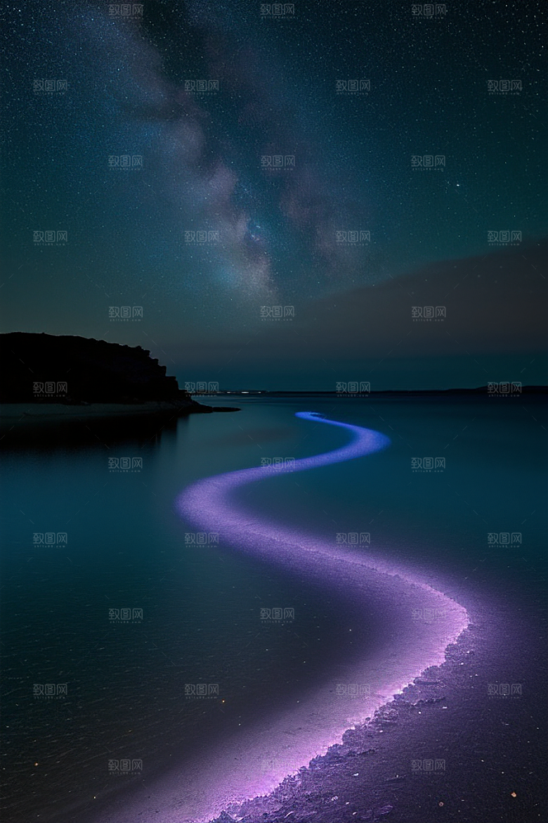 星光璀璨的夜空与浪漫之海