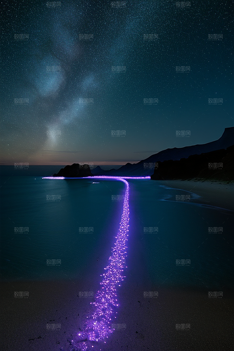 海洋中闪耀的金色爱之滩