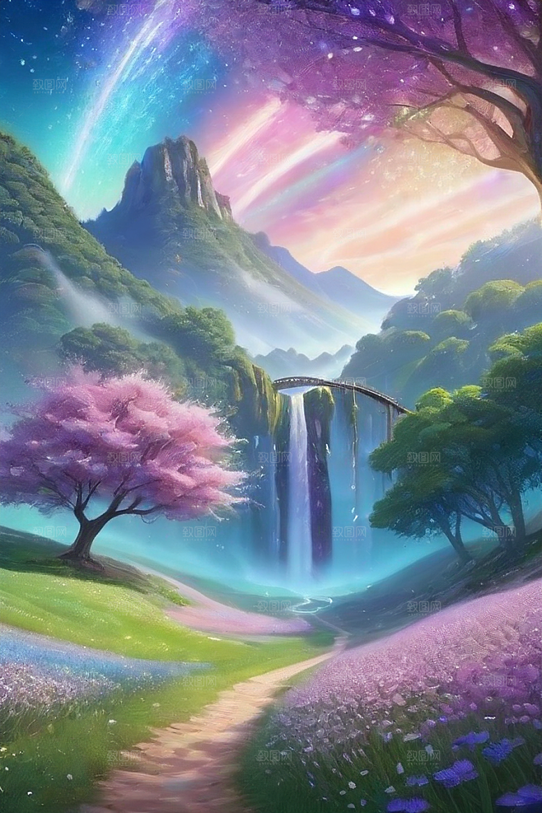 星光与蓝色花园美景