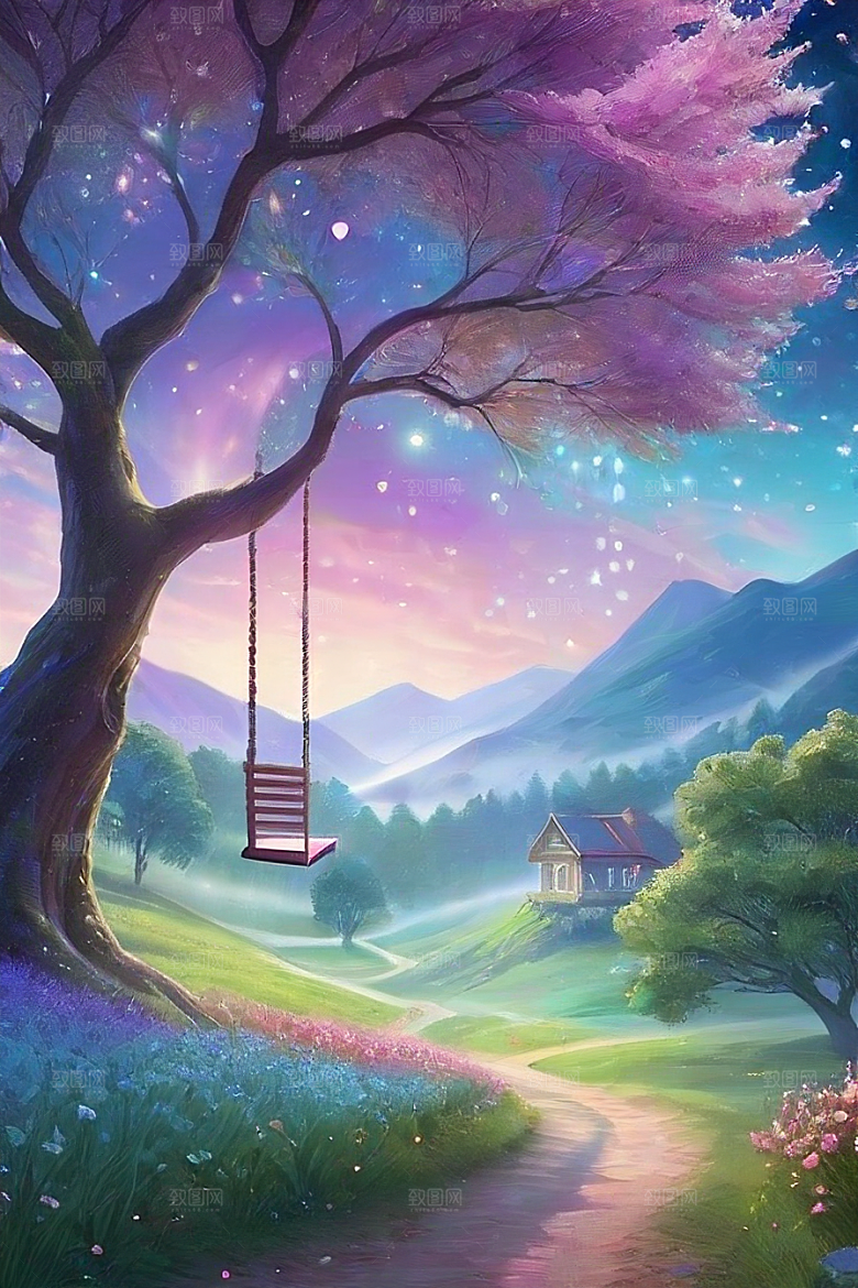 星光与蓝色花园美景