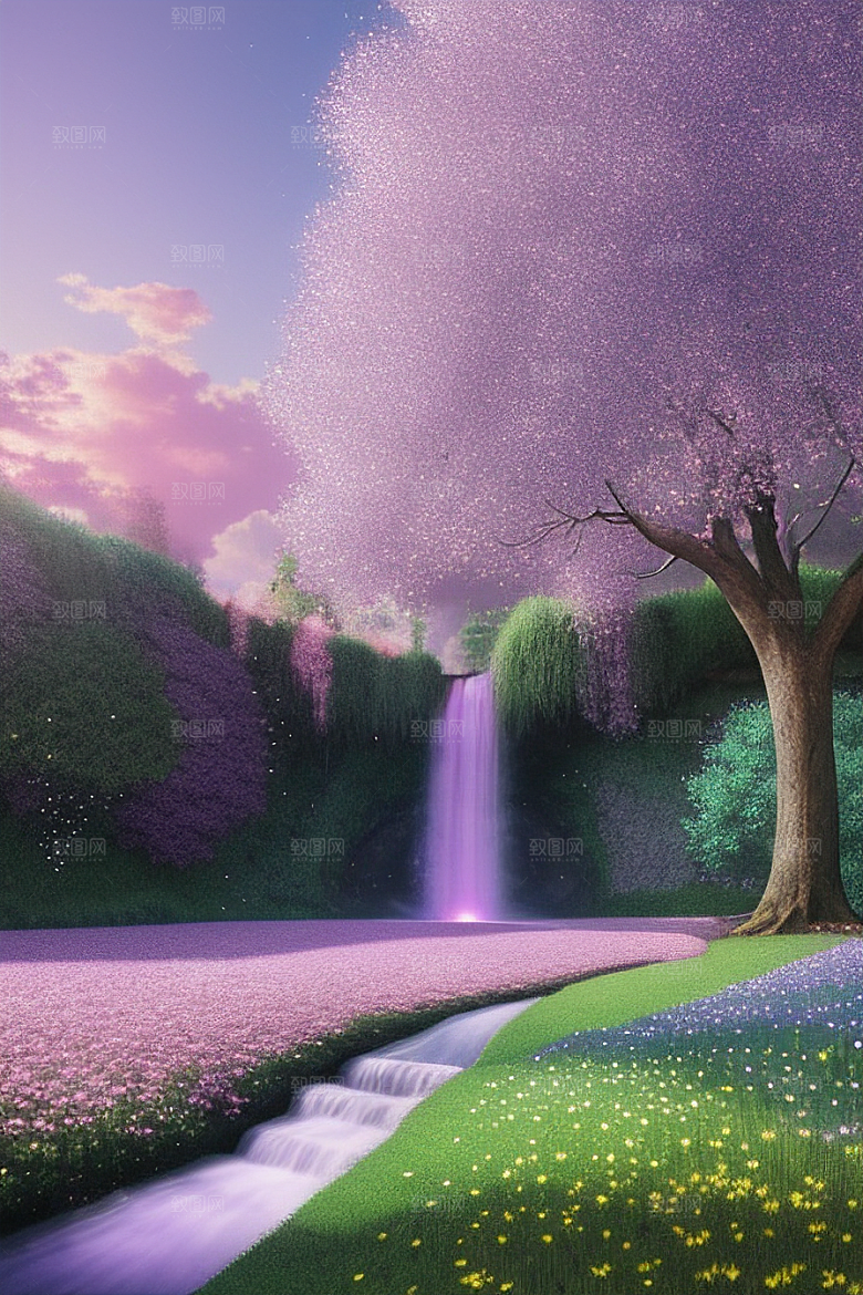 清晨的花园仙境美景