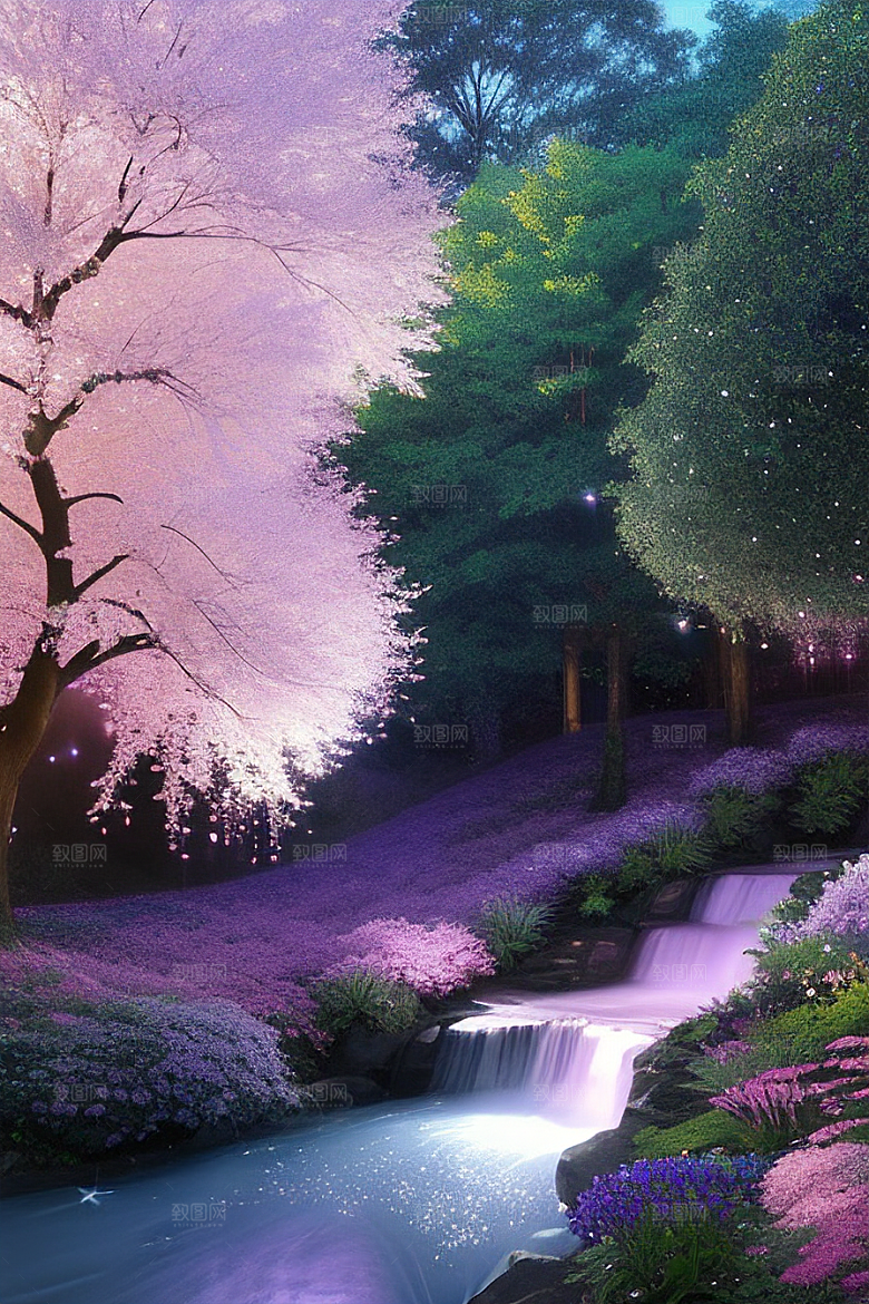 清晨的花园仙境美景