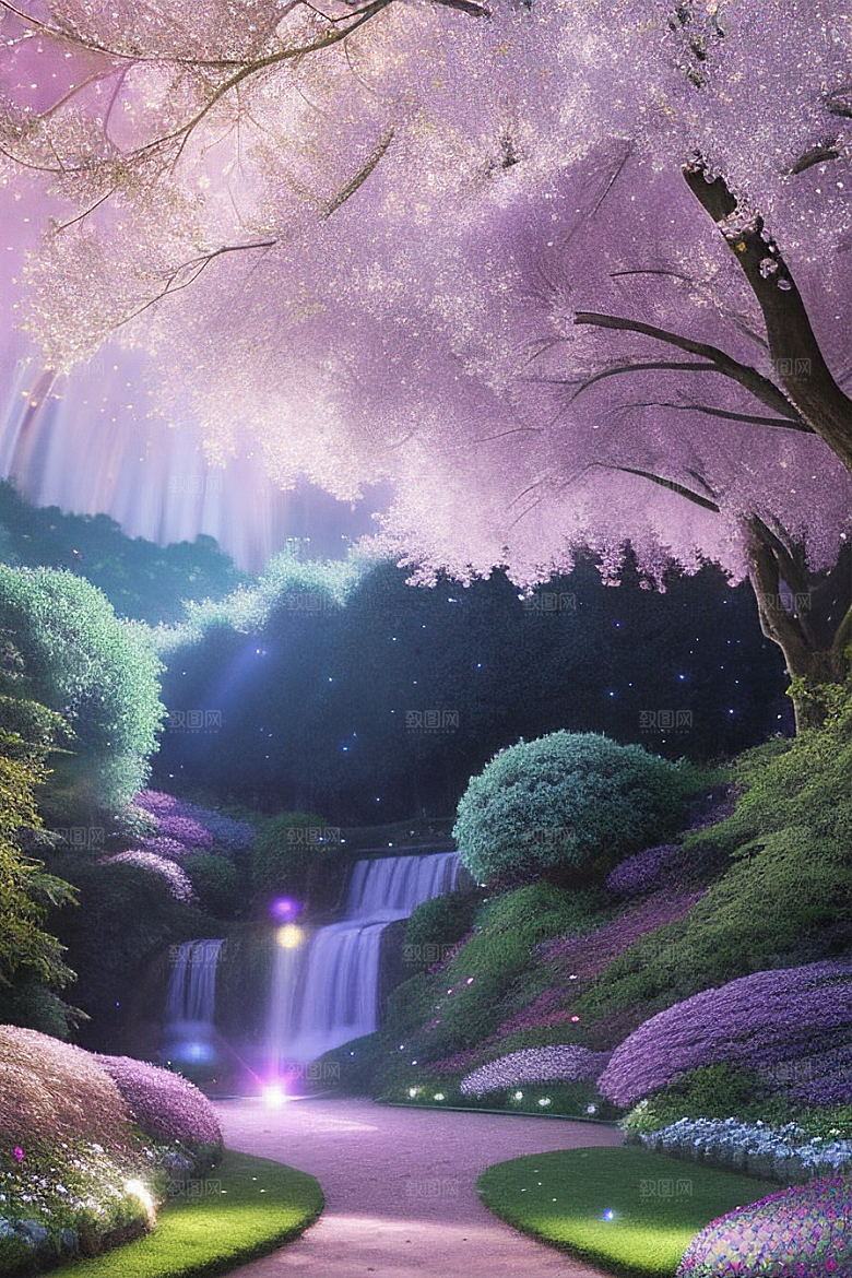 清晨的花园仙境美景