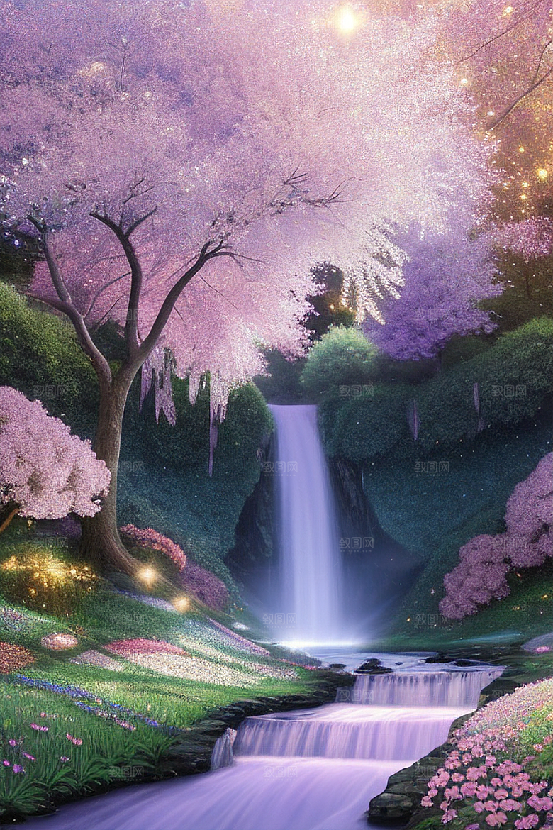 清晨的花园仙境美景