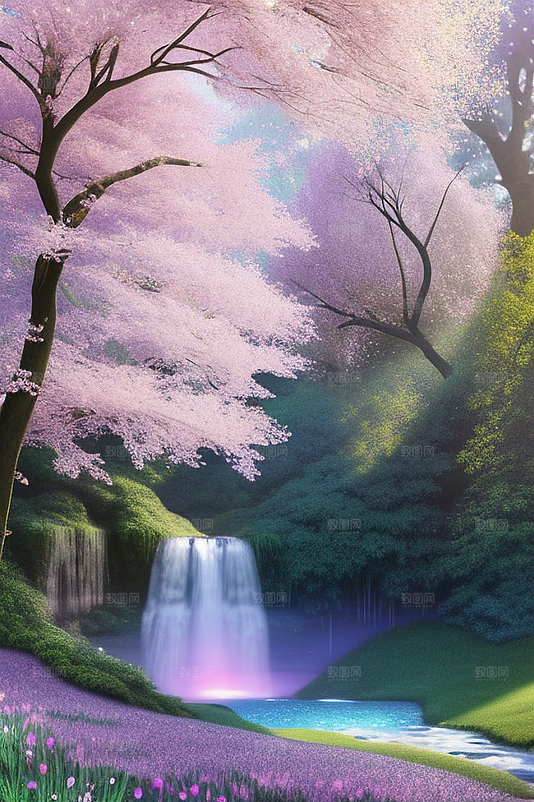 清晨的花园仙境美景