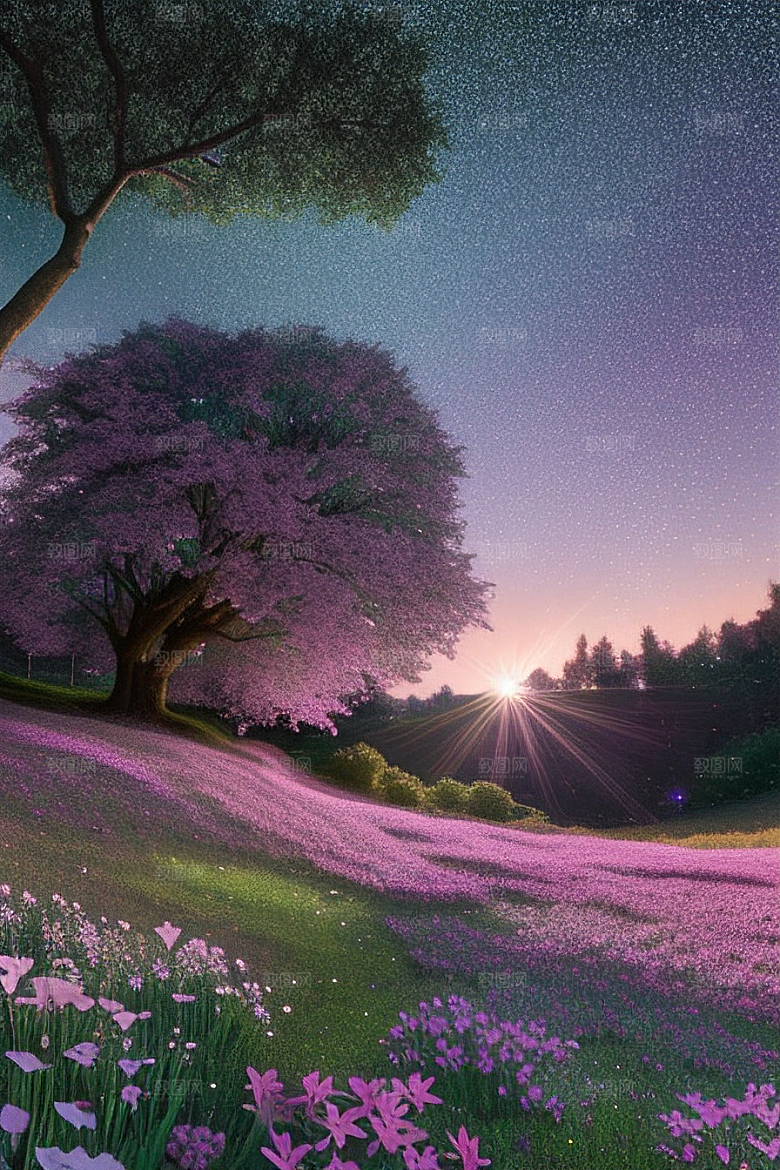 清晨的花园仙境美景