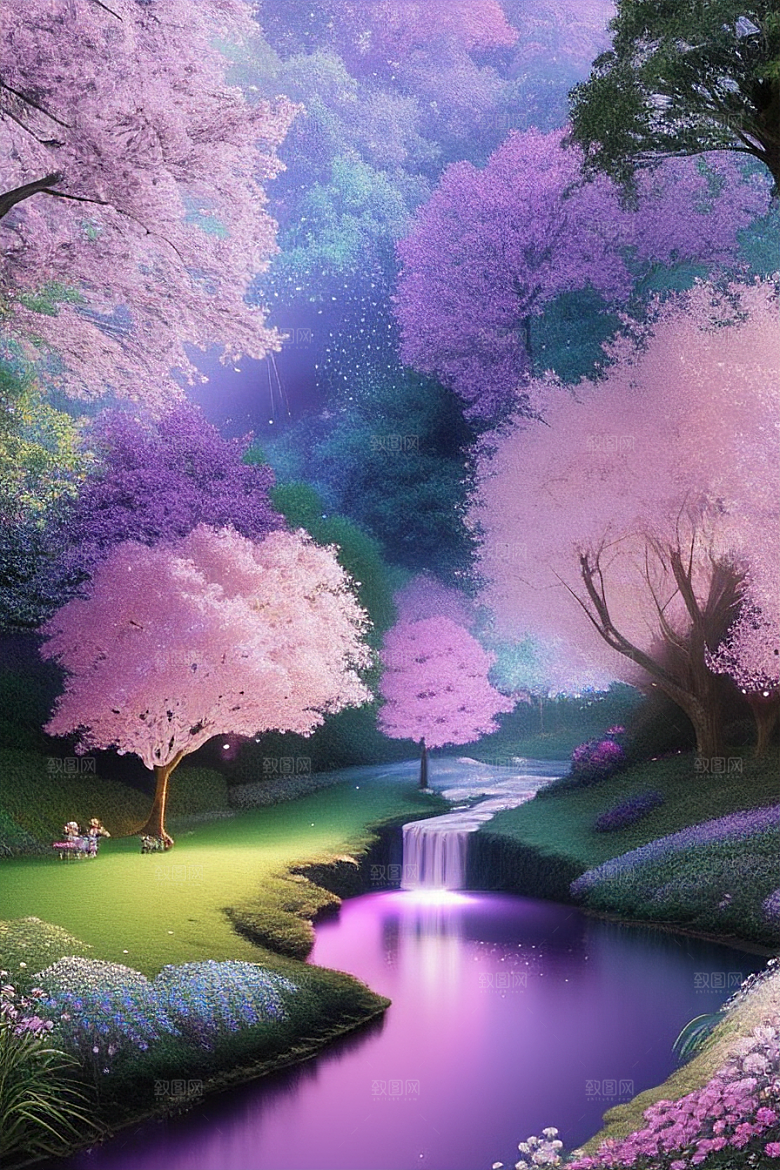 星光与蓝色玫瑰美景