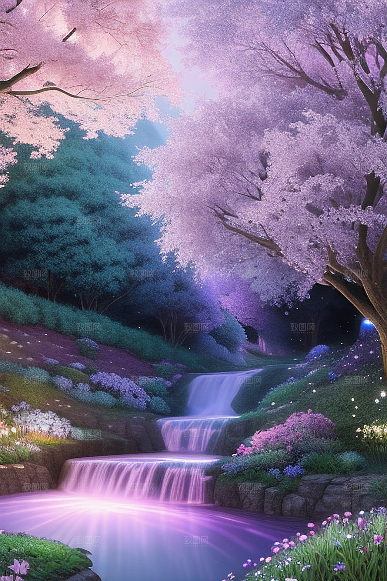 星光与蓝色玫瑰美景