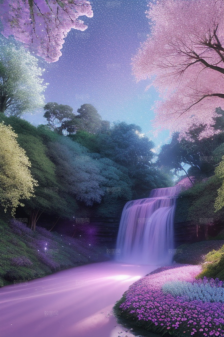 星光与蓝色玫瑰美景