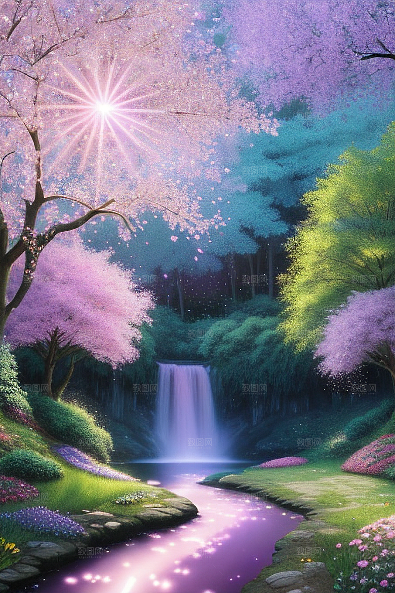 星光与蓝色玫瑰美景